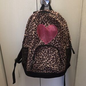 The Children's Place Leopard Print Backpack with Pink Heart